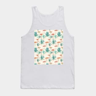 Flowering Succulent Pattern in Cream, Coral and Green Tank Top